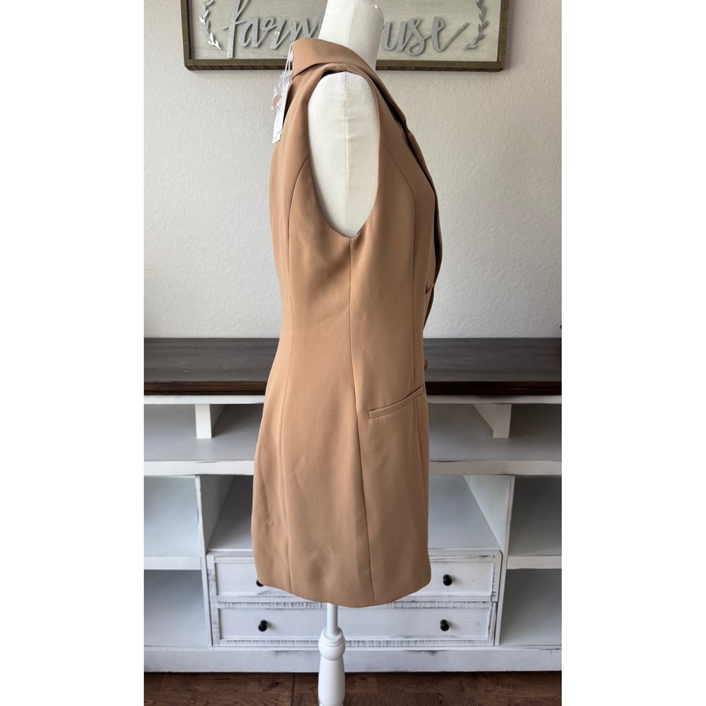 NWT Good American Luxe Suiting Sleeveless Blazer Dress Pecan Size 3 L EE - Picture 2 of 8